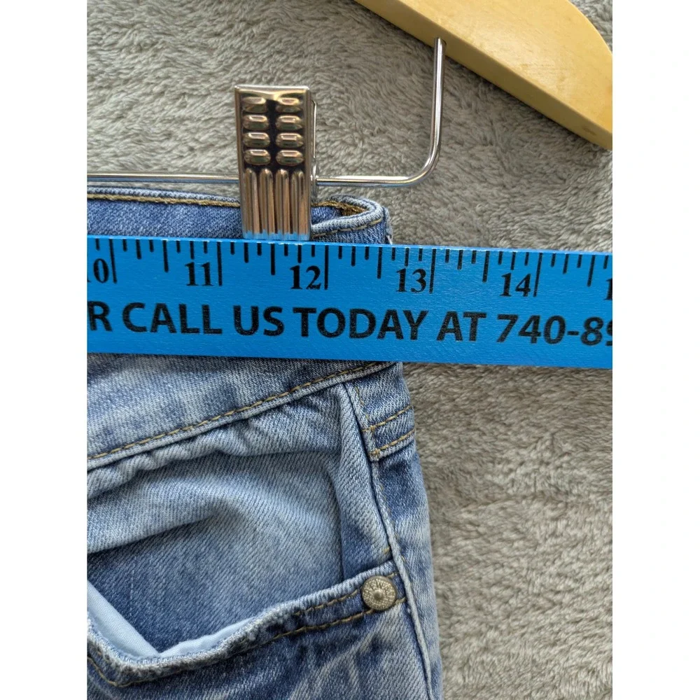 Grunge Distressed High Rise Vintage Jeans Womens 25 Light Wash Raw Hem Rewash‎
